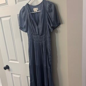 Anthropologie Somerset Slate Blue Maxi Dress